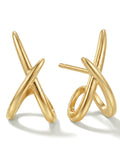 MUMREUES 14K Gold Stud Earrings for Women - Hypoallergenic Minimalist Criss Cross Dainty Earrings - Sensitive Ears Gift