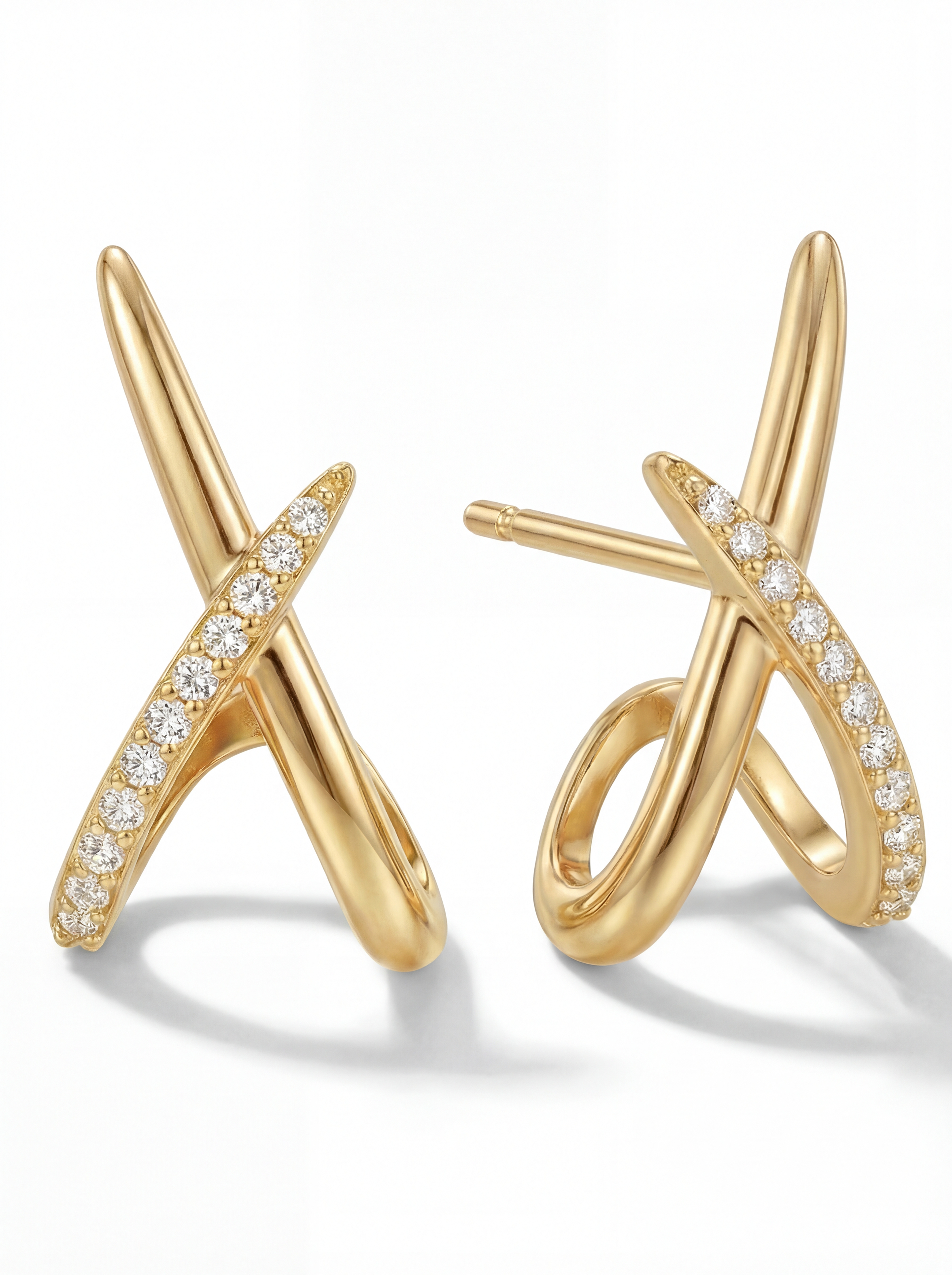 MUMREUES 14K Gold Stud Earrings for Women - Dainty Cubic Zirconia Diamond Earrings - Hypoallergenic Minimalist Jewelry Gift
