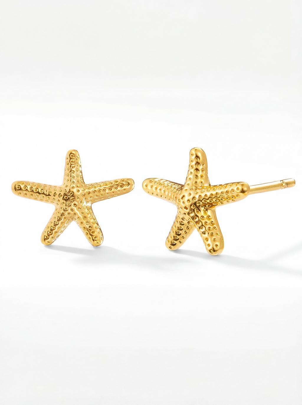 MUMREUES 14K Gold Starfish Stud Earrings for Women - Dainty Hypoallergenic Ocean Jewelry - Small Minimalist Summer Gifts for Her