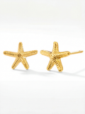 MUMREUES 14K Gold Starfish Stud Earrings for Women - Dainty Hypoallergenic Ocean Jewelry - Small Minimalist Summer Gifts for Her