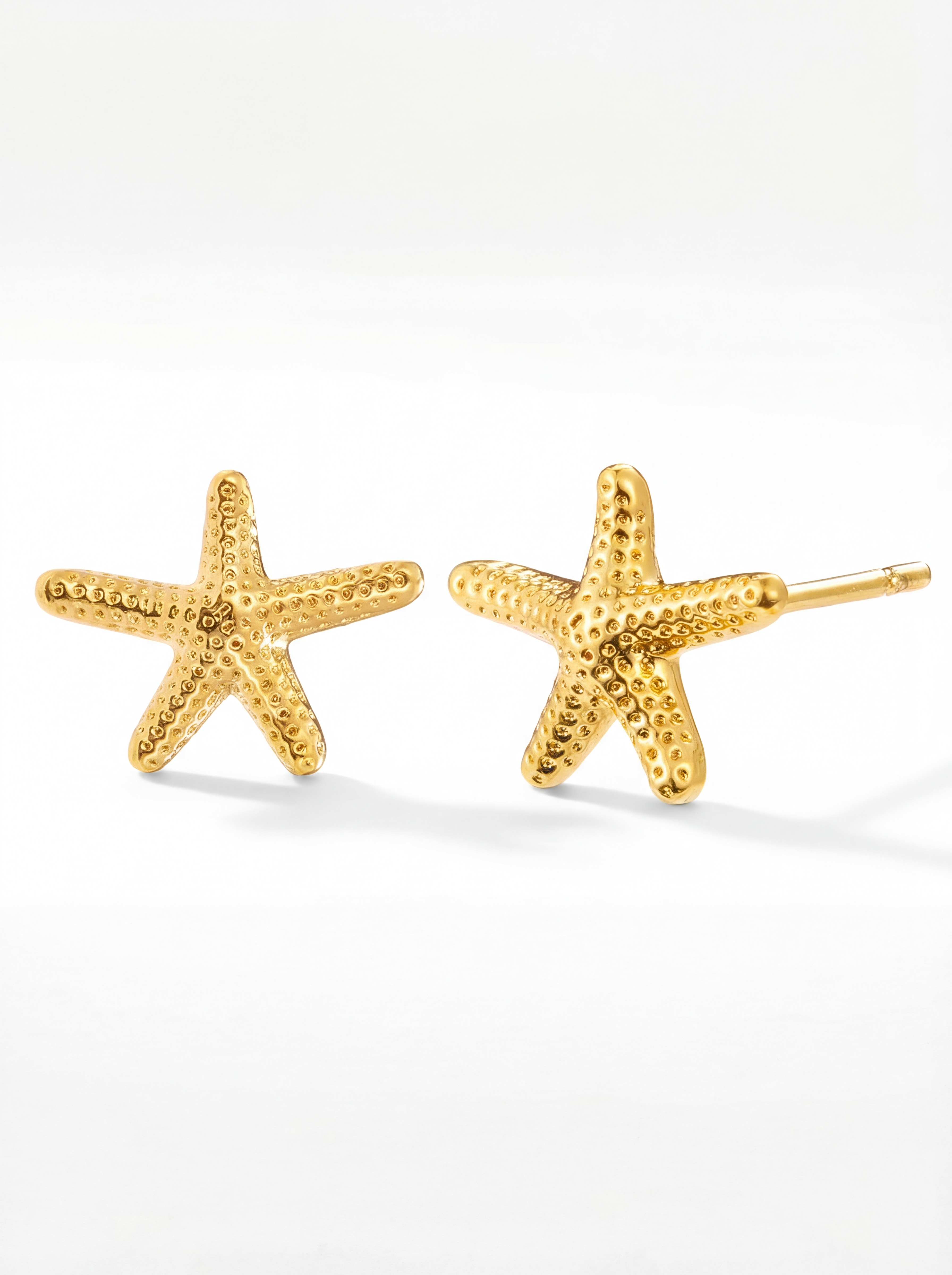 MUMREUES 14K Gold Starfish Stud Earrings for Women - Dainty Hypoallergenic Ocean Jewelry - Small Minimalist Summer Gifts for Her