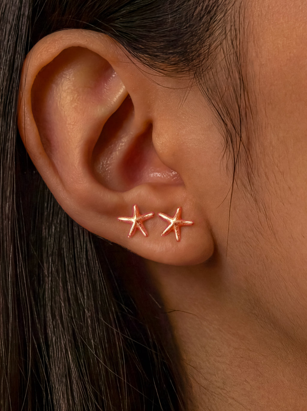 MUMREUES 14K Gold Starfish Stud Earrings for Women - Dainty Hypoallergenic Ocean Jewelry - Small Minimalist Summer Gifts for Her