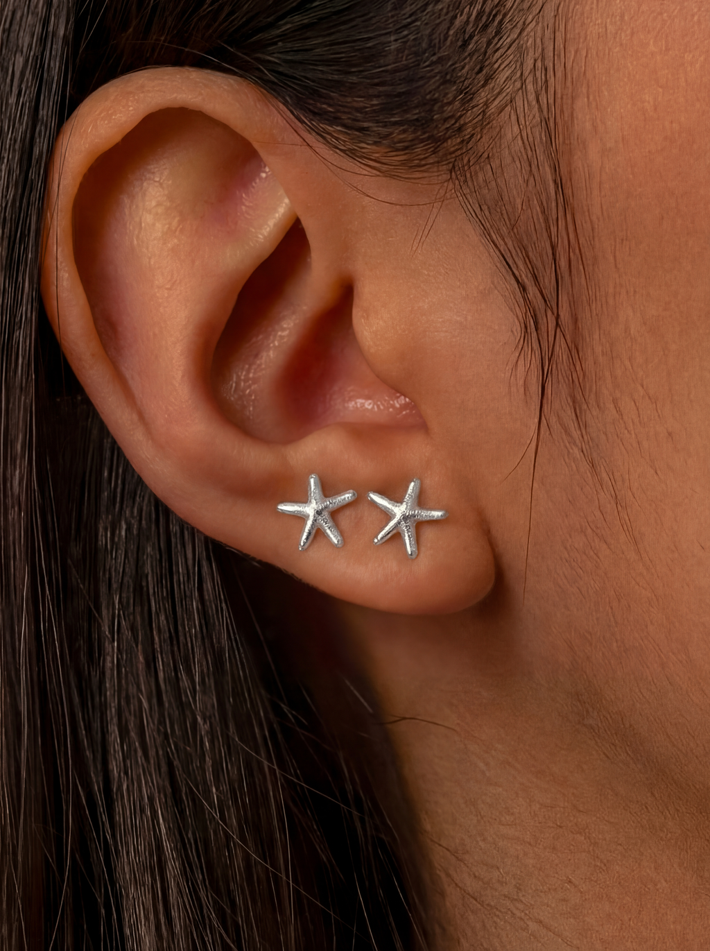 MUMREUES 14K Gold Starfish Stud Earrings for Women - Dainty Hypoallergenic Ocean Jewelry - Small Minimalist Summer Gifts for Her